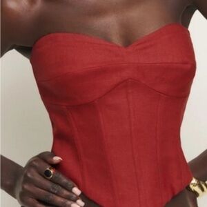 Reformation Pacie Scarlet Lace-Up Corset